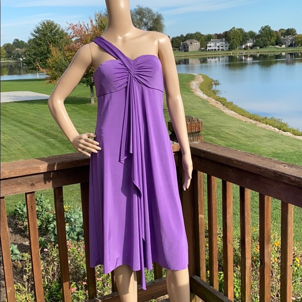 Adrianna Papell One Shoulder Ruched Lavender Dress